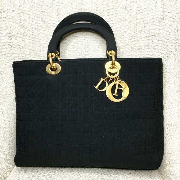 Authentic Christian Dior Lady Dior Canage Handbag black nylon canvas - Picture 8 of 16